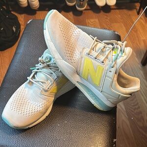 New Balance Beige Sneakers with Yellow Highlights